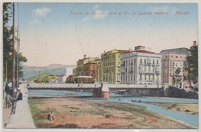 POSTAL ANTIGUA DE MALAGA. PUENTE TETUAN SOBRE EL RIO GUARDA MEDINA