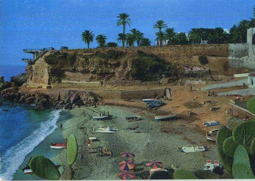 POSTAL DE NERJA. MALAGA. PLAYA CALAHONDA Y BALCÓN DE EUROPA