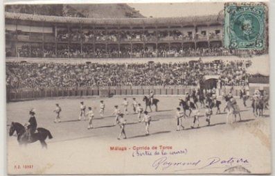 POSTAL ANTIGUA DE MALAGA. CARRERAS DE TOROS