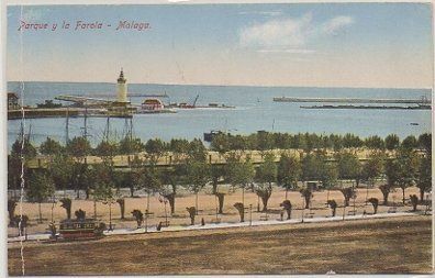 POSTAL ANTIGUA DE MALAGA. PARQUE Y LA FAROLA