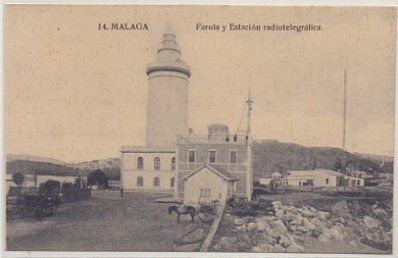 POSTAL ANTIGUA DE MALAGA. FAROLA Y ESTACION RADIOTELEGRAFICA
