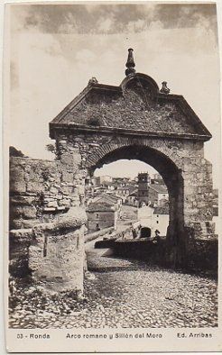 POSTAL DE MALAGA. ARCO ROMANO Y SILLON DEL MORO