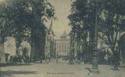 POSTAL ANTIGUA DE MALAGA PUERTA DEL MAR