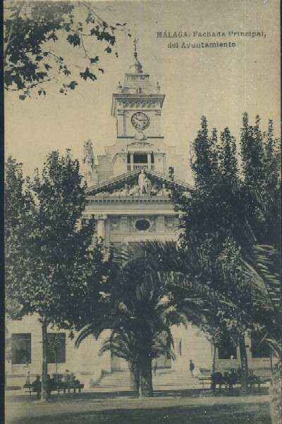 POSTAL ANTIGUA DE MALAGA FACHADA PRINCIPAL DEL AYUNTAMIENTO