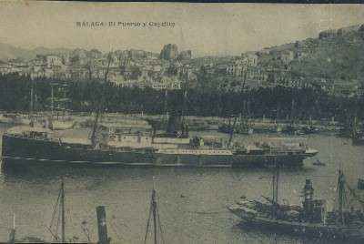 POSTAL ANTIGUA DE MALAGA EL PUERTO Y CASTILLO