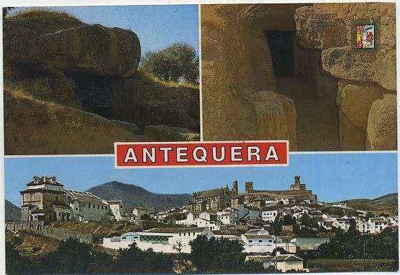 POSTAL DE MALAGA. ANTEQUERA VISTA PARCIAL. CUEVA DE MENGA