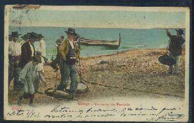 POSTAL ANTIGUA DE MALAGA - VENDEDOR DE PESCADO