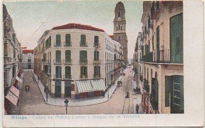 POSTAL ANTIGUA DE MALAGA. CALLE LARIOS Y DUQUE DE LA VICTORIA