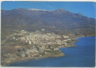 POSTAL DE MALAGA. NERJA. VISTA GENERAL CON SIERRA