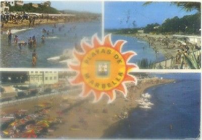 POSTAL DE MALAGA. MARBELLA. PLAYAS DEL PASEO MARITIMO. 4 VISTAS