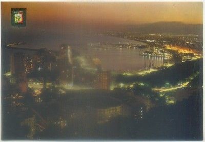POSTAL DE MALAGA. VISTA GENERAL NOCTURNA