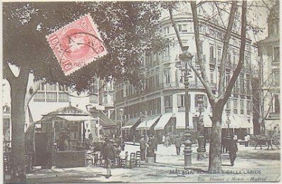 POSTAL DE MALAGA. ALAMEDA Y CALLE LARIOS. REPRODUCCION