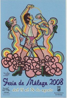 POSTAL DE MALAGA.  FERIA DE MALAGA 2008. CARTEL OFICIAL