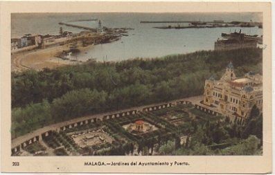 POSTAL DE MALAGA. JARDINES DEL AYUNTAMIENTO Y PUERTO Nº 203