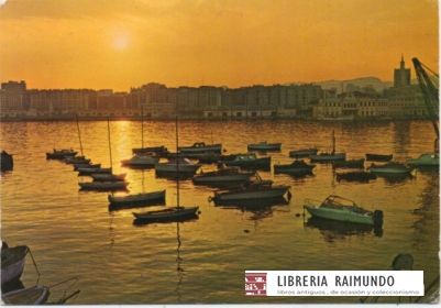 POSTAL DE MALAGA. PUERTO. PUESTA DEL SOL Nº 146