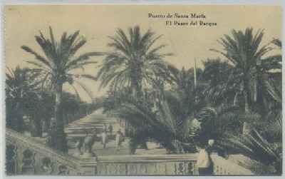 POSTAL ANTIGUA DEL PUERTO SANTA MARIA. CADIZ.EL PASEO DEL PARQUE