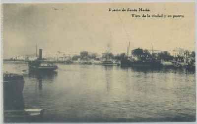POSTAL ANTIGUA DEL PUERTO SANTA MARIA. CADIZ. VISTA DE LA CIUDAD Y SU PUERTO