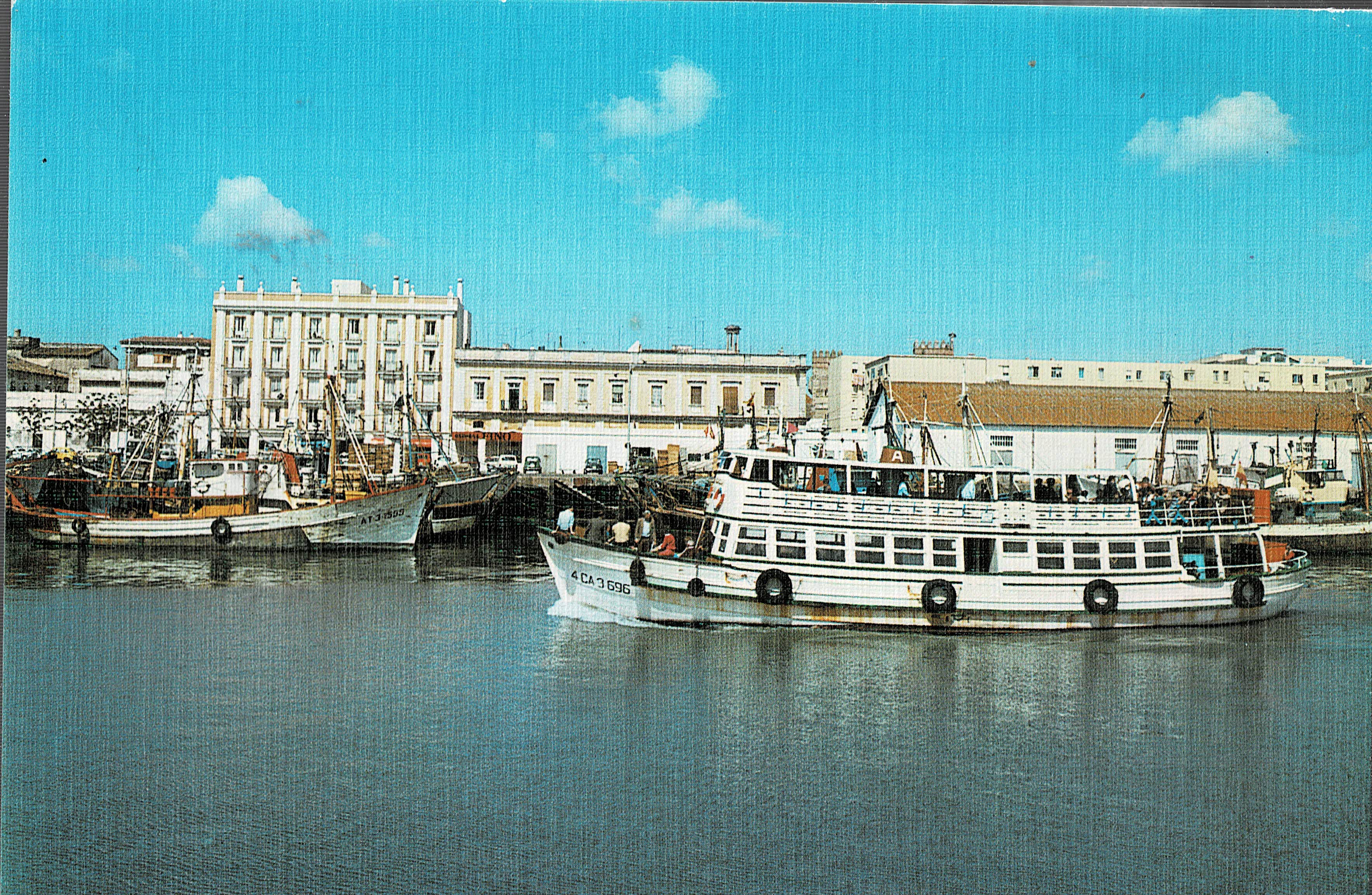 POSTAL MODERNA DEL PUERTO SANTA MARIA. EL PUERTO. MUELLA Y EL VAPOR
