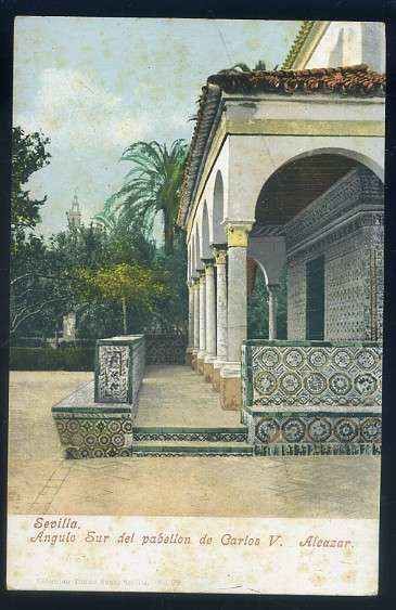 POSTAL ANTIGUA DE SEVILLA. ANGULO SUR DEL PABELLON DE CARLOS V - ALCAZAR