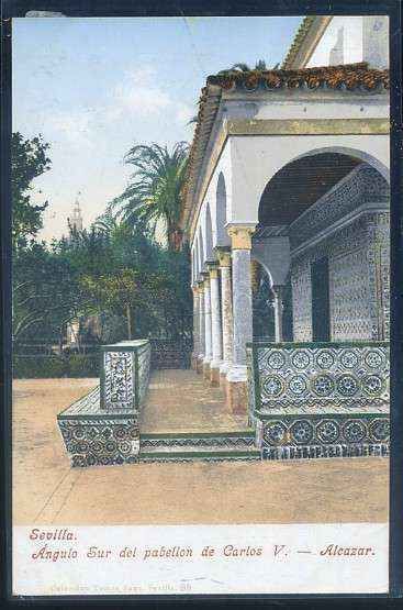 POSTAL ANTIGUA DE SEVILLA. ANGULO SUR DEL PABELLON DE CARLOS V - ALCAZAR