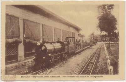 POSTAL ANTIGUA DE SEVILLA. EXPO IBEROAMERICANA. TREN DE RECREO DEL RECINTO