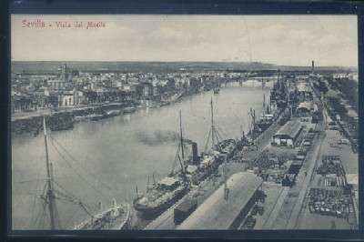 POSTAL ANTIGUA DE SEVILLA. VISTA DEL MUELLE