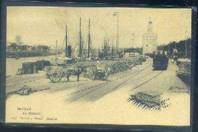 POSTAL ANTIGUA DE SEVILLA. EL MUELLE
