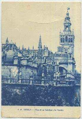 POSTAL ANTIGUA DE SEVILLA. VISTA DE LA CATEDRAL Y LA GIRALDA