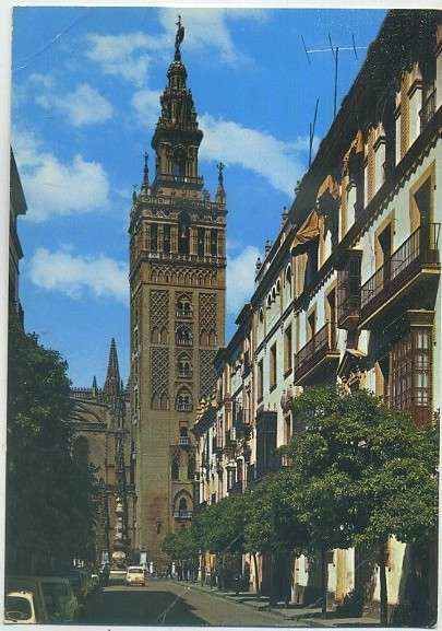 POSTALES DE SEVILLA. CALLE MATEOS GAGO Y LA GIRALDA Nº 49