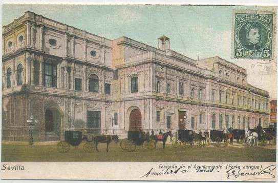 POSTAL ANTIGUA DE SEVILLA. REPRODUCCION. FACHADA DEL AYUNTAMIENTO