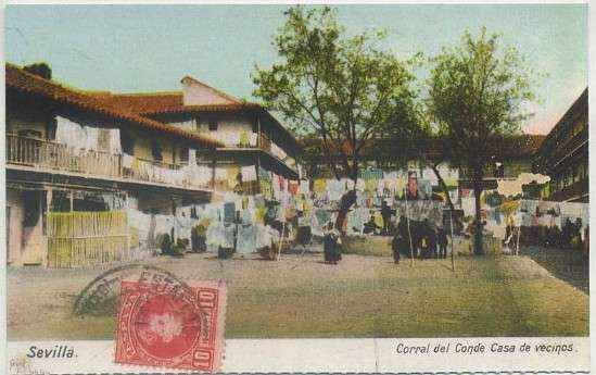 POSTAL ANTIGUA DE SEVILLA. REPRODUCCION. CORRAL DEL CONDE. CASA DE VECINOS