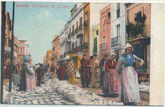 POSTAL ANTIGUA DE SEVILLA. REPRODUCCION. MERCADO DE JUEVES