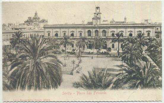 POSTAL ANTIGUA DE SEVILLA. REPRODUCCION. PLAZA DE SAN FERNANDO