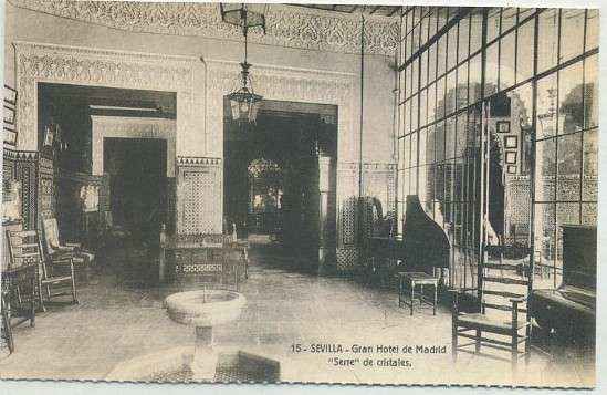 POSTAL ANTIGUA DE SEVILLA. REPRODUCCION. GRAN HOTEL DE MADRID. SERRE DE CRISTALES