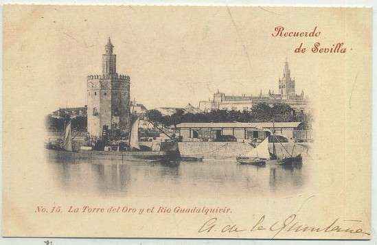 POSTAL ANTIGUA DE SEVILLA. REPRODUCCION. TORRE DEL ORO Y RIO GUADALQUIVIR