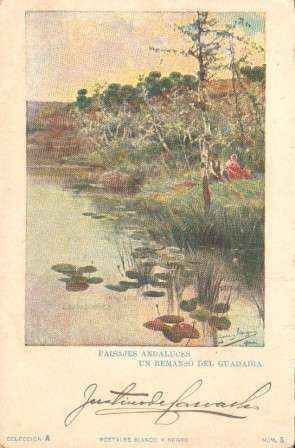 POSTAL ANTIGUA DE SEVILLA. PAISAJES ANDALUCES. UN REMANSO DEL GUADIARA.