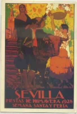 POSTAL DE SEVILLA. REPRODUCCION. SEVILLA FIESTAS DE PRIMAVERA 1928. SEMANA SANTA Y FERIA