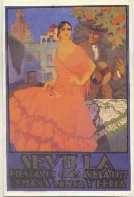 POSTAL DE SEVILLA. REPRODUCCION. SEVILLA FIESTAS DE PRIMAVERA 1927. SEMANA SANTA Y FERIA