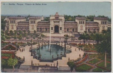 POSTAL ANTIGUA DE SEVILLA. PARQUE. PALACIO DE BELLAS ARTES
