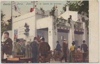 POSTAL ANTIGUA DE SEVILLA. FERIA. INTERIOR DE LA CASETA DE ARTISTAS