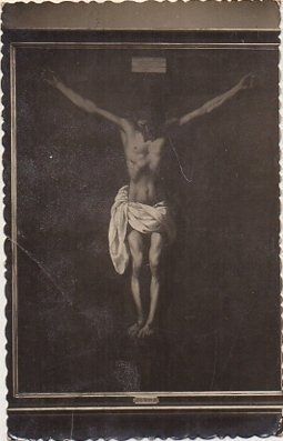 POSTAL DE SEVILLA. JESUS CRUCIFICADO (ZURBARAN-SIGLO XVII). MUSEO PROVINCIAL DE BELLAS ARTES.