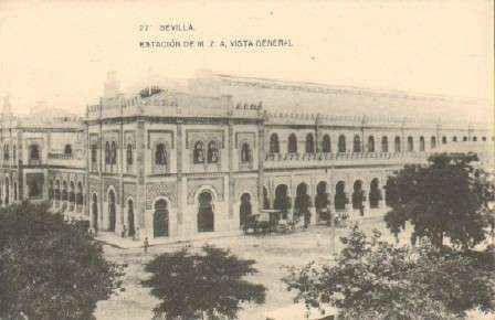 POSTAL ANTIGUA DE SEVILLA. ESTACION DE M.Z.A. VISTA GENERAL.