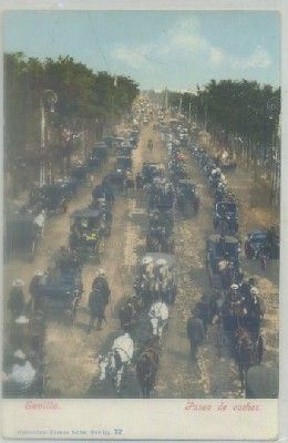 POSTAL ANTIGUA DE SEVILLA. PASEO DE COCHES