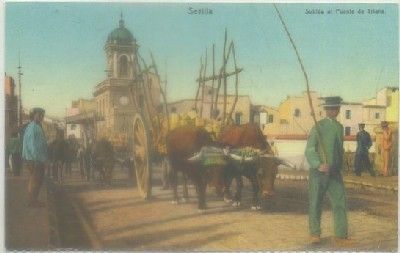 POSTAL DE SEVILLA. REPRODUCCION. SUBIDA AL PUENTE DE TRIANA