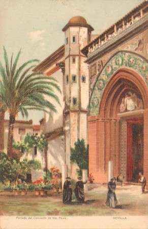 POSTAL ANTIGUA DE SEVILLA. PORTADA DEL CONVENTO DE STO. PAULA.
