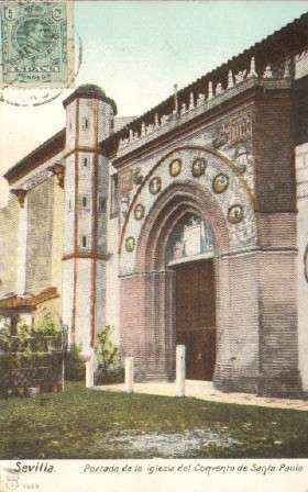 POSTAL ANTIGUA DE SEVILLA. PORTADA DE LA IGLESIA DEL CONVENTO DE SANTA PAULA.