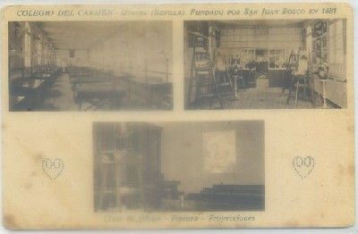 POSTAL ANTIGUA DE SEVILLA: COLEGIO DEL CARMEN. FUNDADOR S. JUAN BOSCO. UTRERA