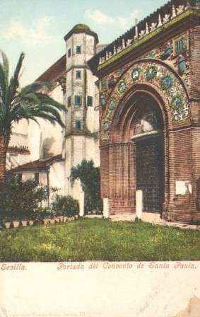 POSTAL ANTIGUA DE SEVILLA. PORTADA DEL CONVENTO DE SANTA PAULA.