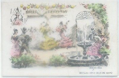 POSTAL ANTIGUA DE SEVILLA: UNA CRUZ DE MAY