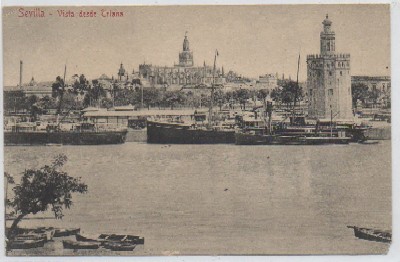 POSTALES ANTIGUA DE SEVILLA. VISTA AEREA DESDE TRIANA
